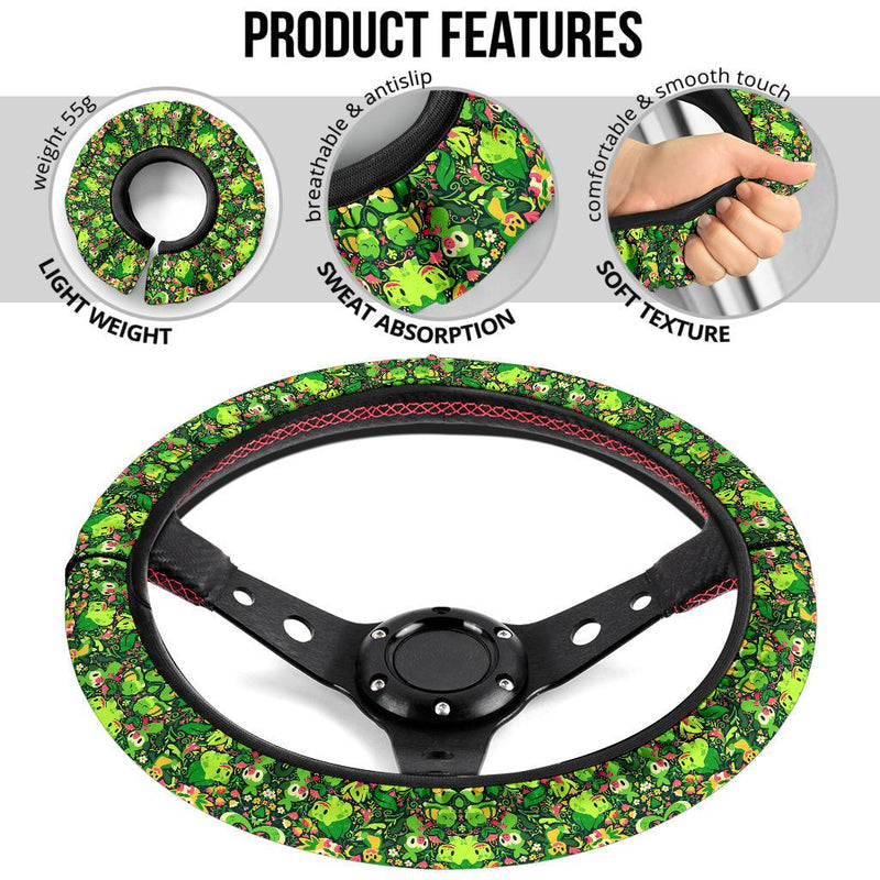 Pattern Pokemon Grass Green Car Custom Steering Wheel Cover Nearkii