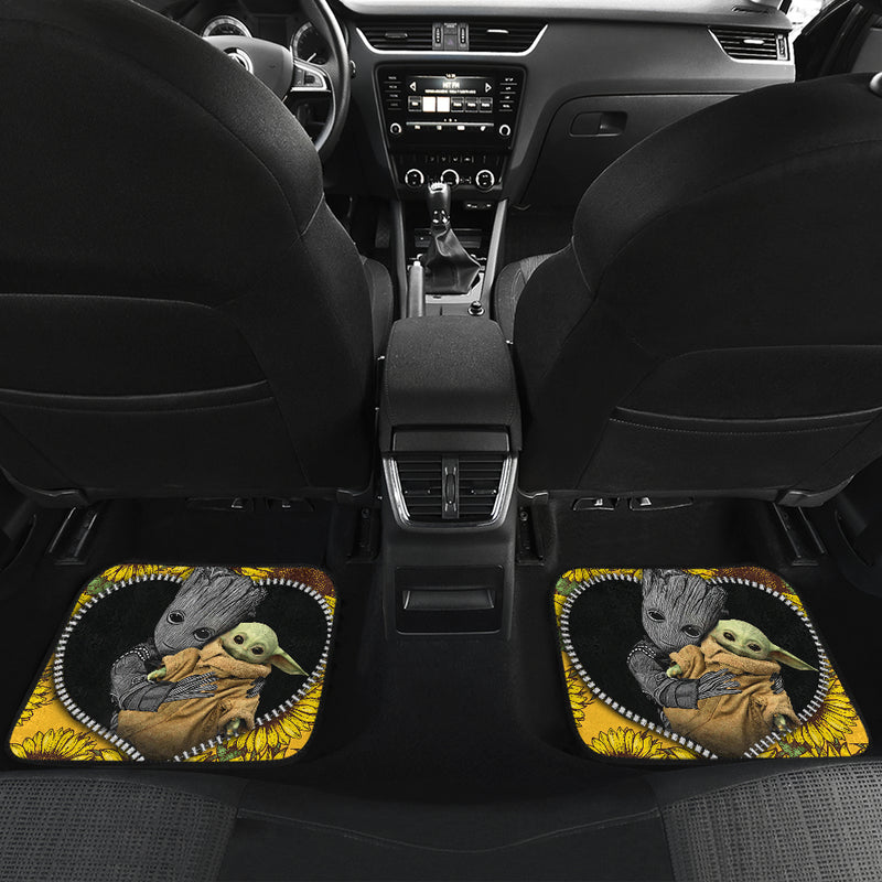 Baby Groot Baby Yoda Sunflower Zipper Car Floor Mats Car Accessories Nearkii