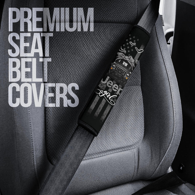 Halloween American Flag Black Jeep Girl Car Seat Belt Cover Custom Car Accessories Nearkii