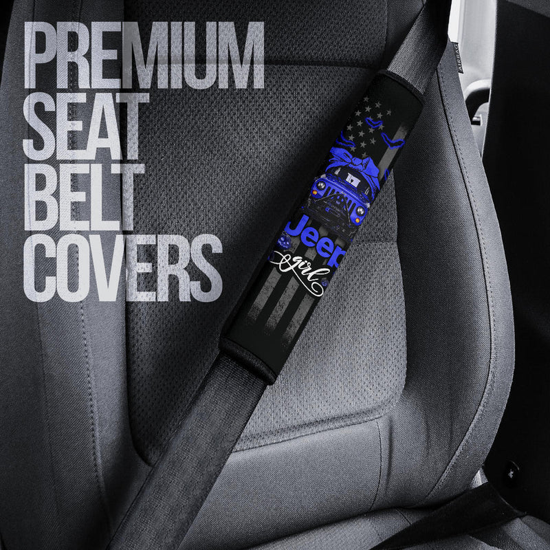 Halloween American Flag Blue Jeep Girl Car Seat Belt Cover Custom Car Accessories Nearkii