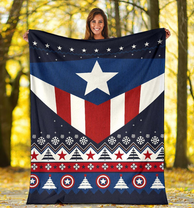 Captain America Ugly Christmas Custom Blanket Home Decor Nearkii