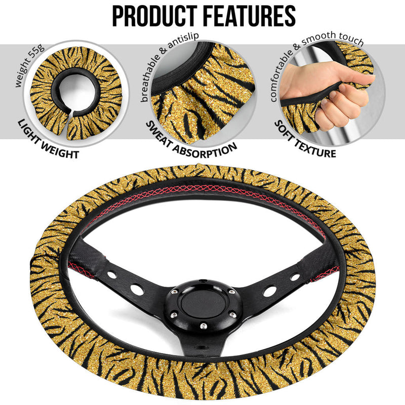 Tiger Golden Premium Car Steering Wheel Cover Nearkii