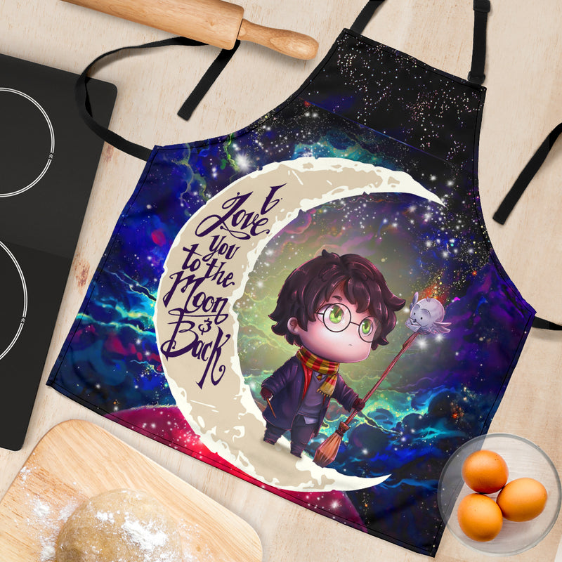 Harry Potter Chibi Love You To The Moon Galaxy Custom Apron Best Gift For Anyone Who Loves Cooking