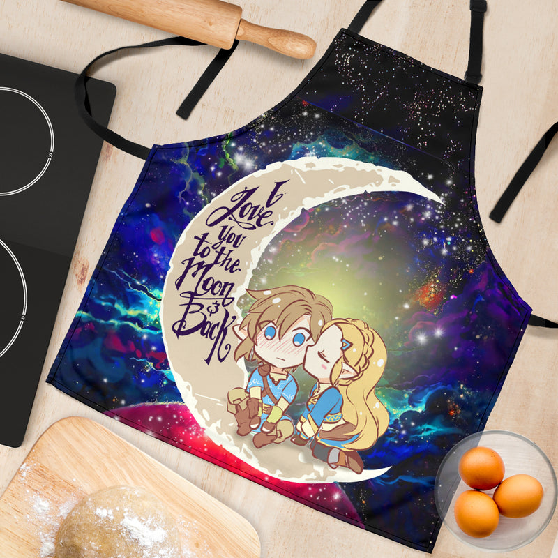 Legend Of Zelda Couple Chibi Couple Love You To The Moon Galaxy Custom Apron Best Gift For Anyone Who Loves Cooking