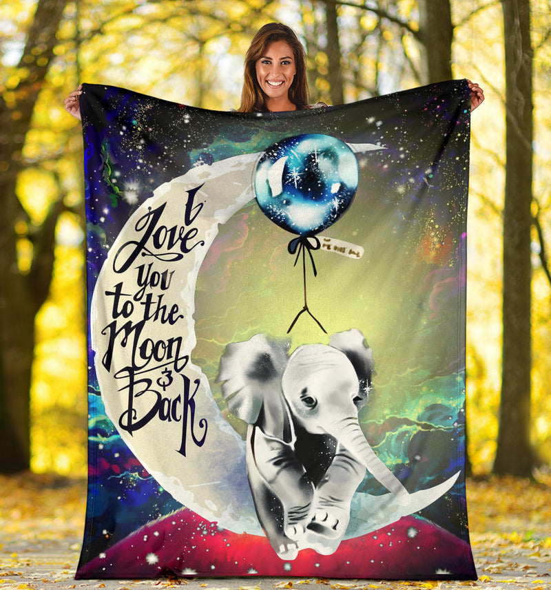 Elephant Love You To The Moon Galaxy Premium Blanket Nearkii