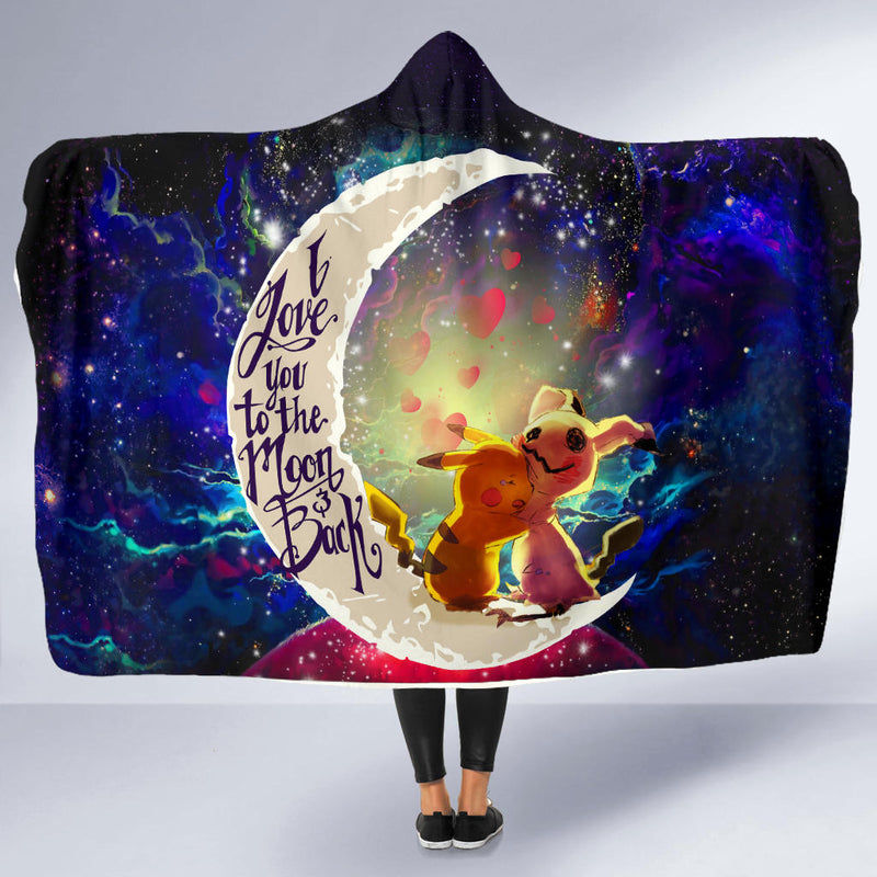 Pikachu Horro Love You To The Moon Galaxy Economy Hooded Blanket Nearkii