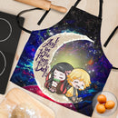 Zenitsu And Nezuko Chibi Demon Slayer Love You To The Moon Galaxy Custom Apron Best Gift For Anyone Who Loves Cooking