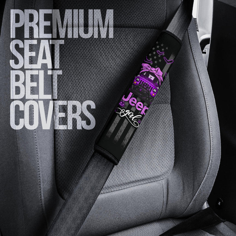 Halloween American Flag Purple Jeep Girl Car Seat Belt Cover Custom Car Accessories Nearkii