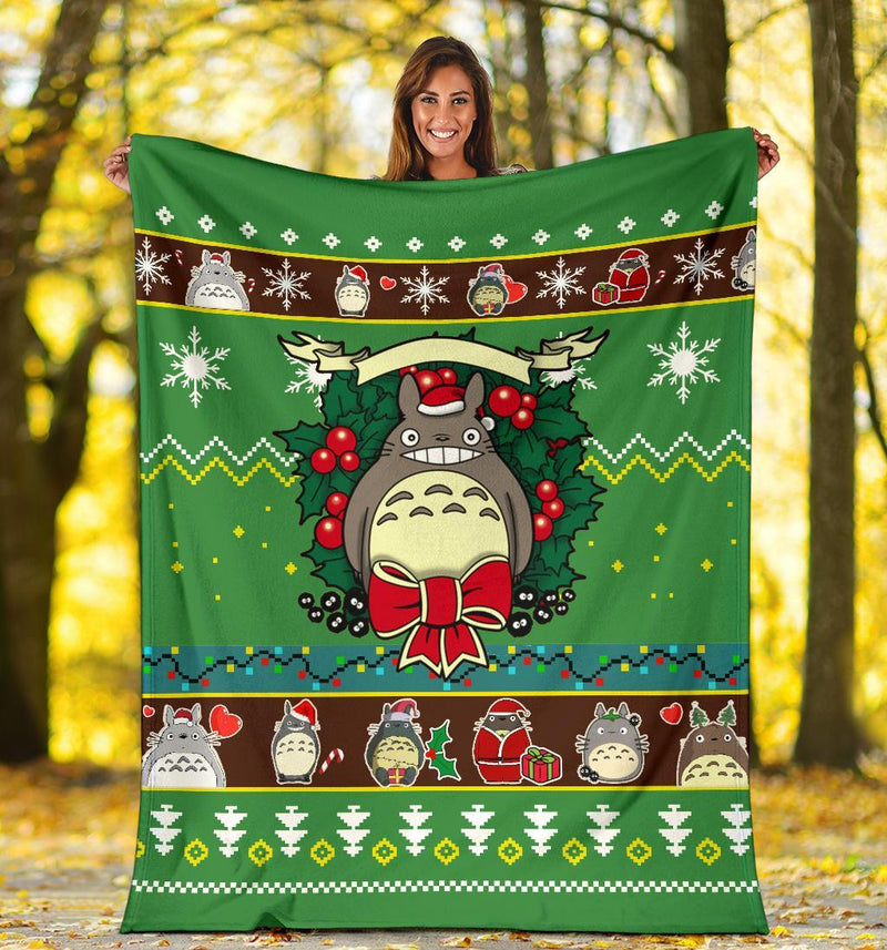 Totoro Green Christmas Christmas Blanket Amazing Gift Idea Nearkii