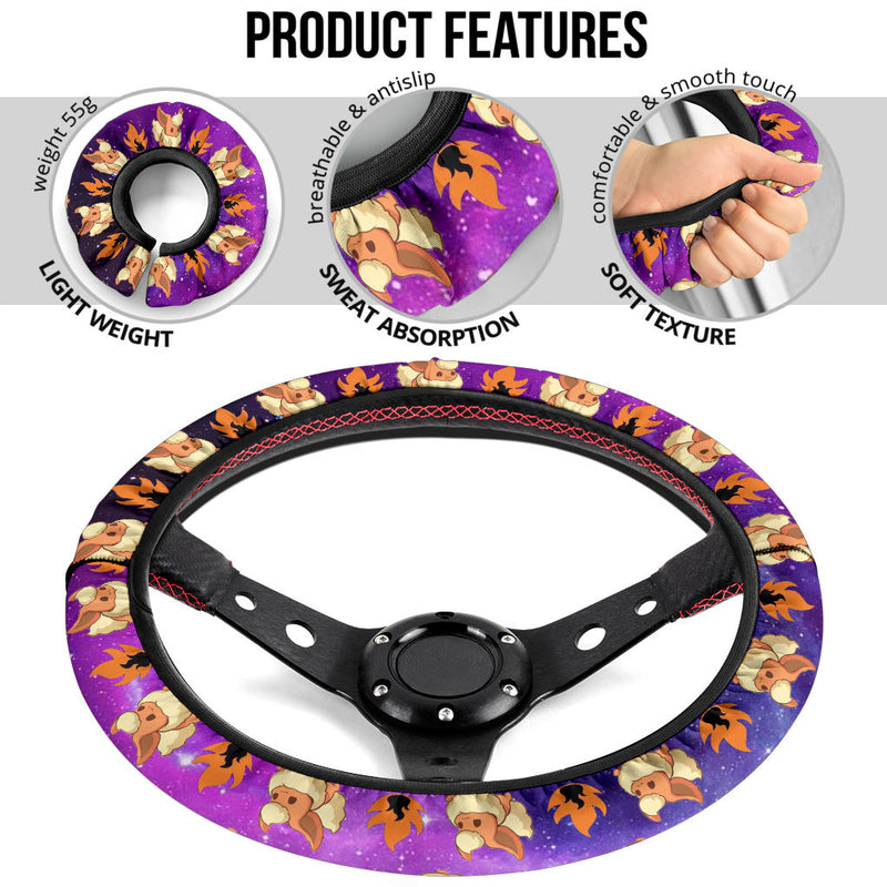 Pokemon Galaxy Flareon Eevee Evolution Car Steering Wheel Cover Nearkii