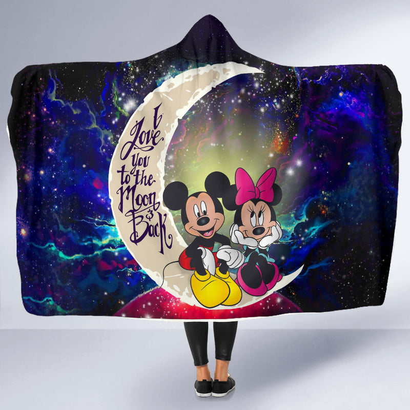 Mouse Couple Love You To The Moon Galaxy Economy Hooded Blanket Nearkii