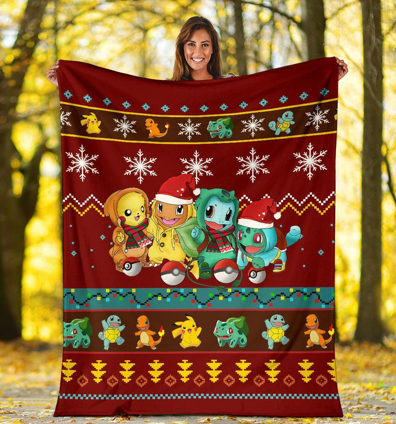 Red Gearzime Pokemon Pikachu Christmas Blanket Amazing Gift Idea Nearkii