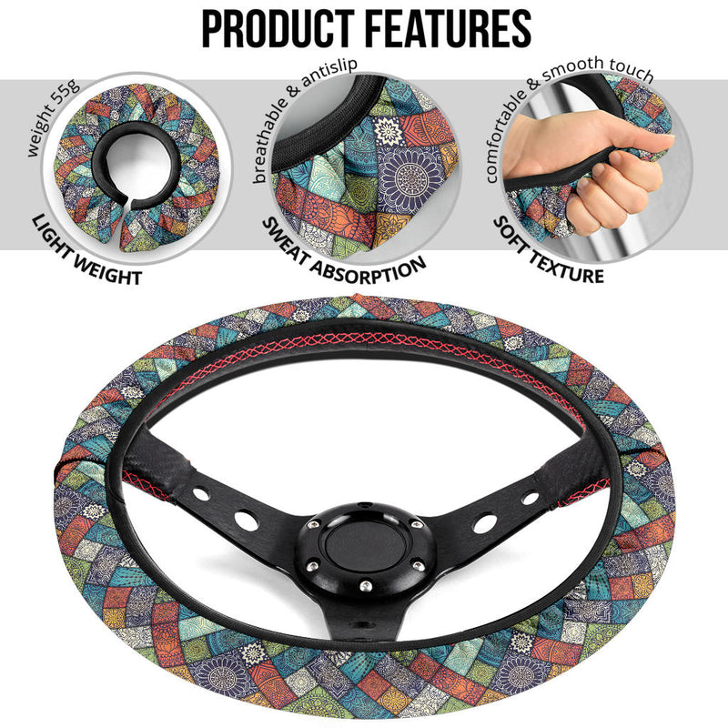 Mandala Pattern Abstract Premium Car Steering Wheel Cover Nearkii