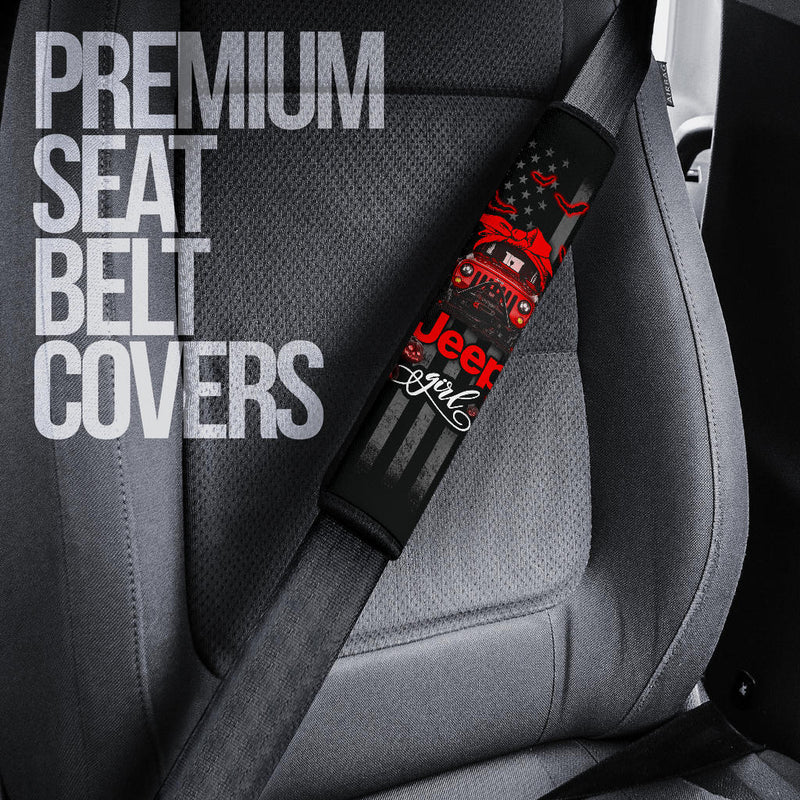 Halloween American Flag Red Jeep Girl Car Seat Belt Cover Custom Car Accessories Nearkii