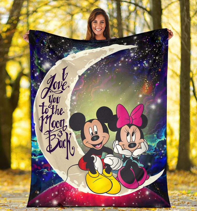 Mouse Couple Love You To The Moon Galaxy Premium Blanket Nearkii