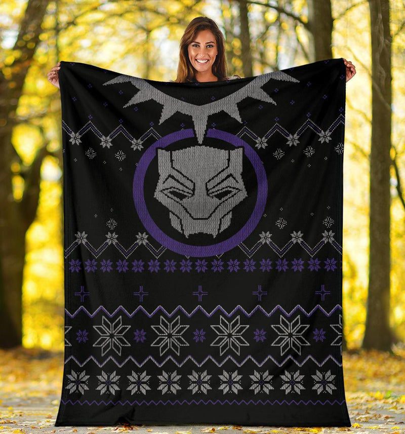 Black Panther Ugly Christmas Custom Blanket Home Decor Nearkii