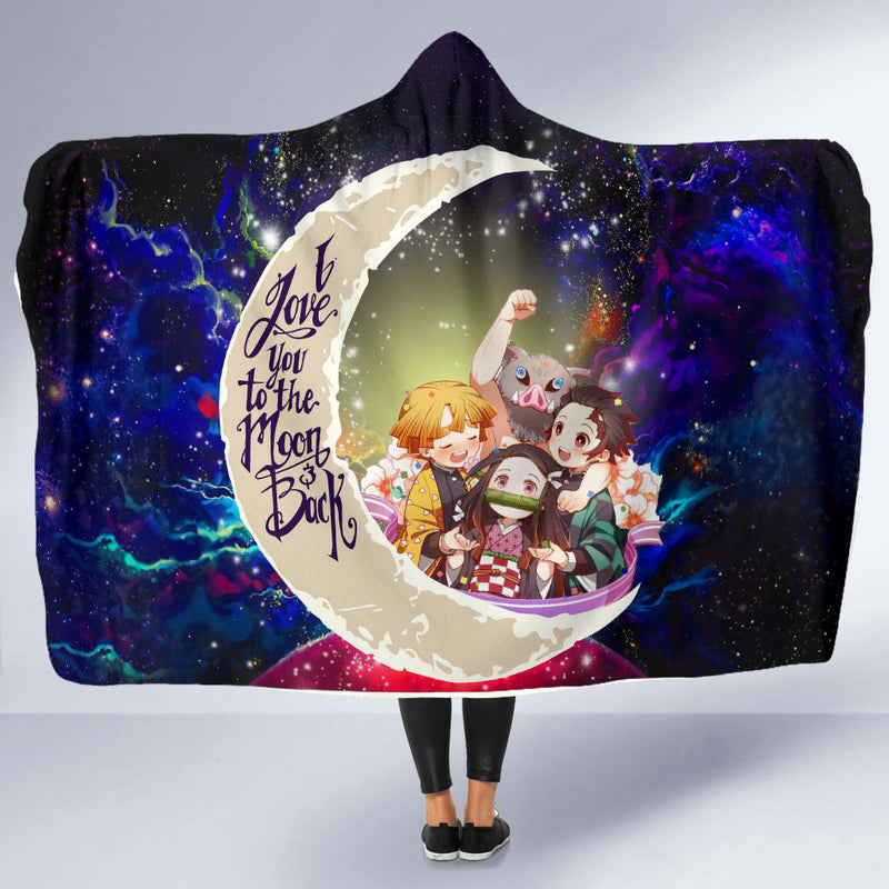 Demond Slayer Team Love You To The Moon Galaxy Economy Hooded Blanket Nearkii