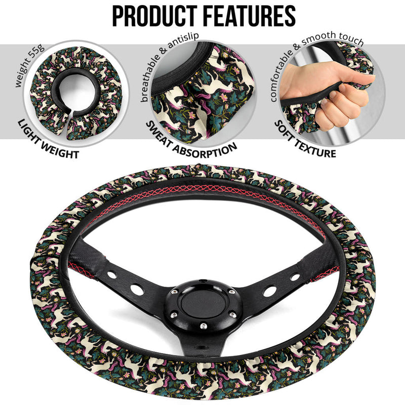 Unicorn Art Pattern Premium Car Steering Wheel Cover Nearkii