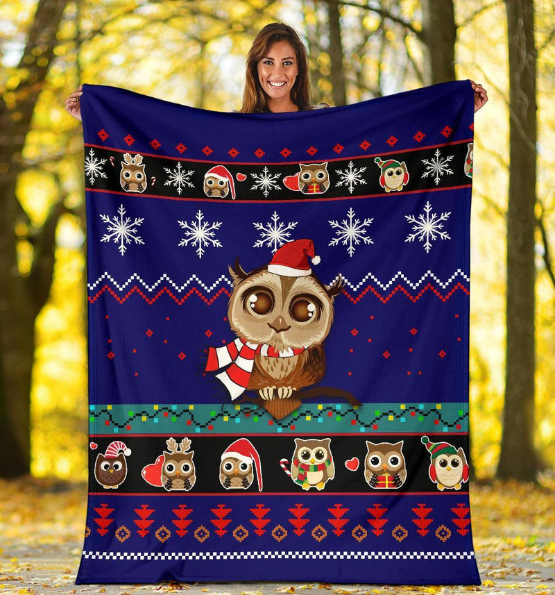 Owl Cute Blue Christmas Blanket Amazing Gift Idea Nearkii