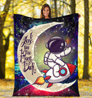 Astronaut Chibi Love You To The Moon Galaxy Premium Blanket Nearkii