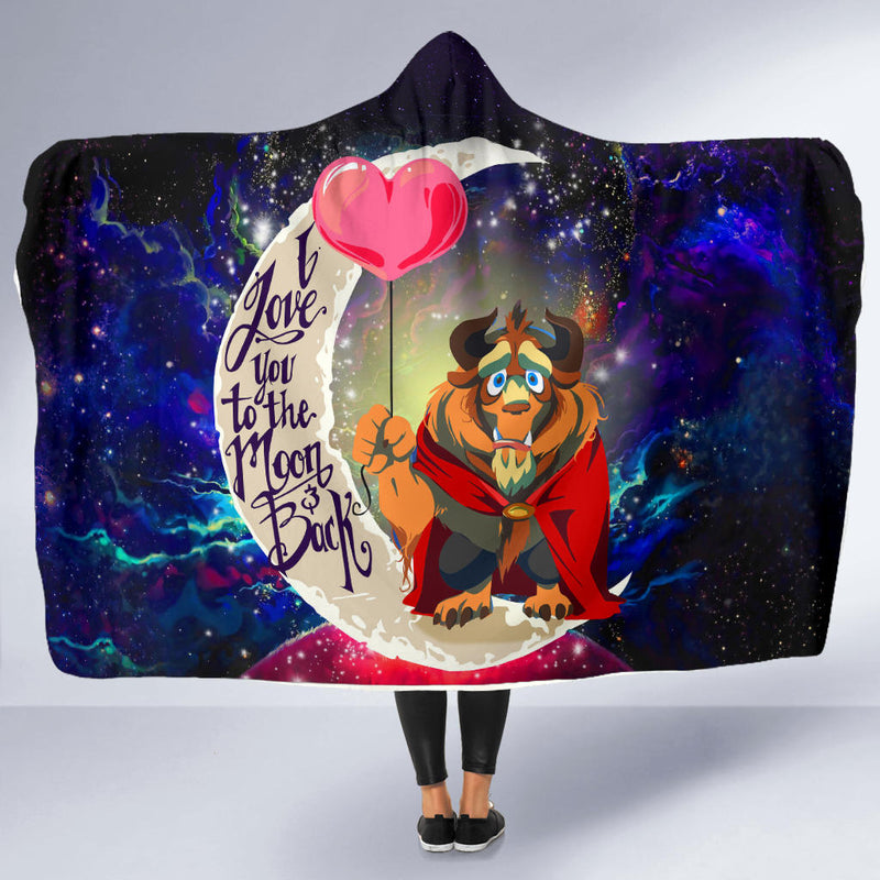 Beauty And The Beast Love You To The Moon Galaxy Economy Hooded Blanket Nearkii