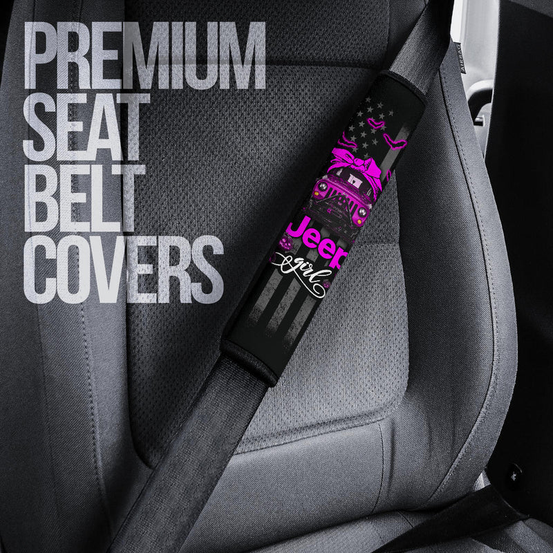Halloween American Flag Pink Jeep Girl Car Seat Belt Cover Custom Car Accessories Nearkii