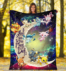 Eevee Evolution Pokemon Love You To The Moon Galaxy Premium Blanket Nearkii