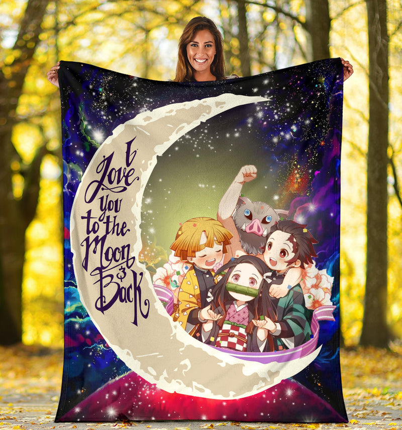 Demond Slayer Team Love You To The Moon Galaxy Premium Blanket Nearkii