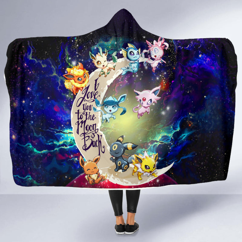 Eevee Evolution Pokemon Love You To The Moon Galaxy Economy Hooded Blanket Nearkii