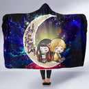 Zenitsu And Nezuko Chibi Demon Slayer Love You To The Moon Galaxy Economy Hooded Blanket Nearkii