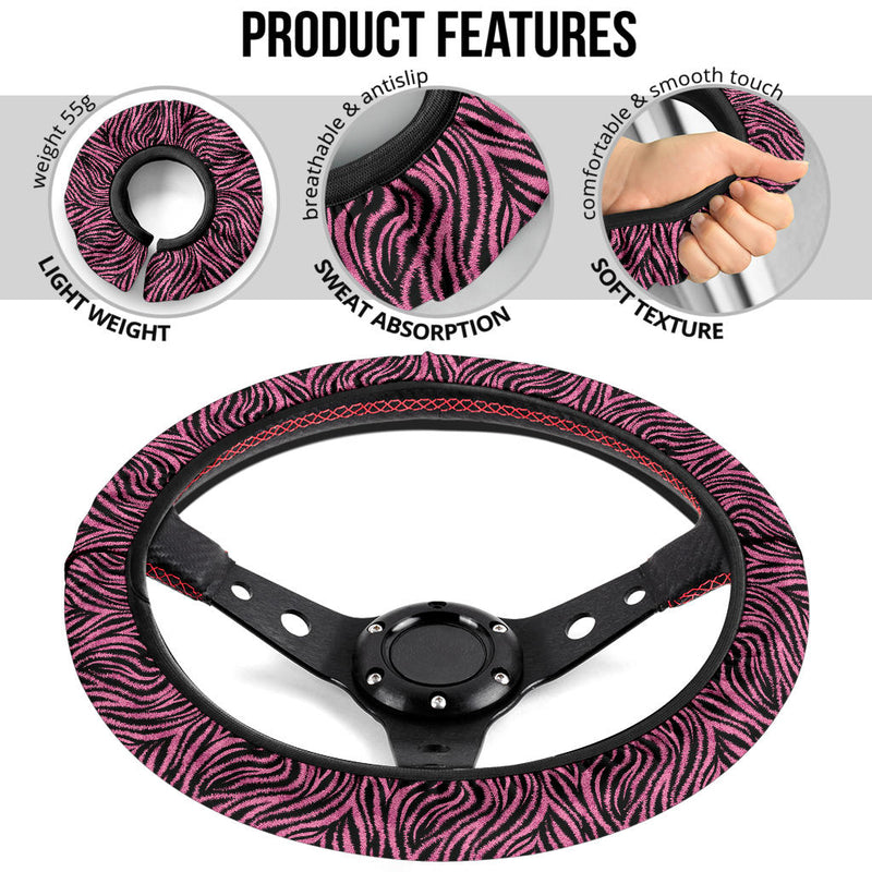 Zebra Pink Premium Car Steering Wheel Cover Nearkii