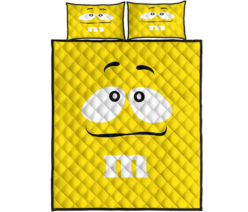 Chocolate M&M Yellow Quilt Bed Sets Nearkii