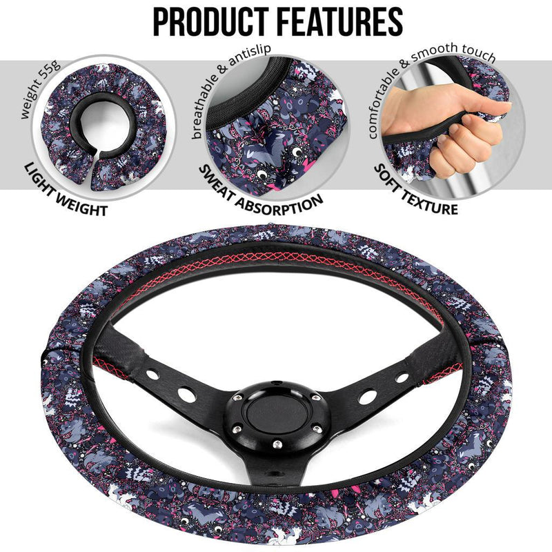 Pattern Pokemon Black Luxury Car Steering Wheel Cover Nearkii