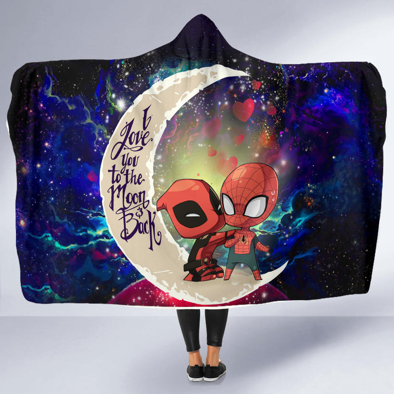 Spiderman And Deadpool Couple Love You To The Moon Galaxy Economy Hooded Blanket Nearkii