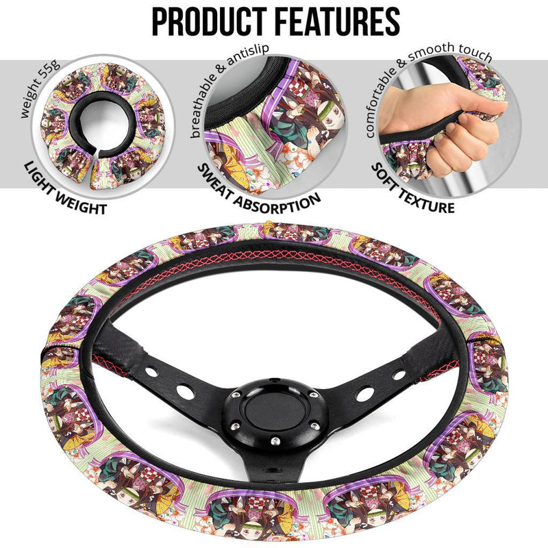 Chipi Demon Slayer Anime Car Steering Wheel Cover 2 Nearkii