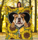 Bull Dog Sunflower Zipper Premium Custom Blanket Nearkii