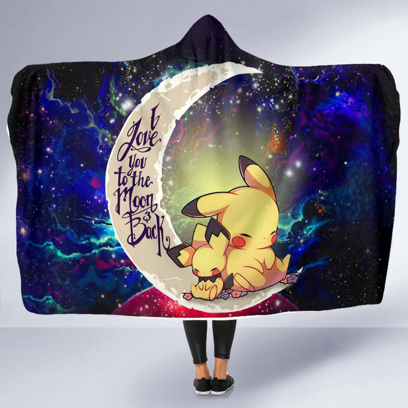 Pikachu Pokemon Sleep Love You To The Moon Galaxy Economy Hooded Blanket Nearkii