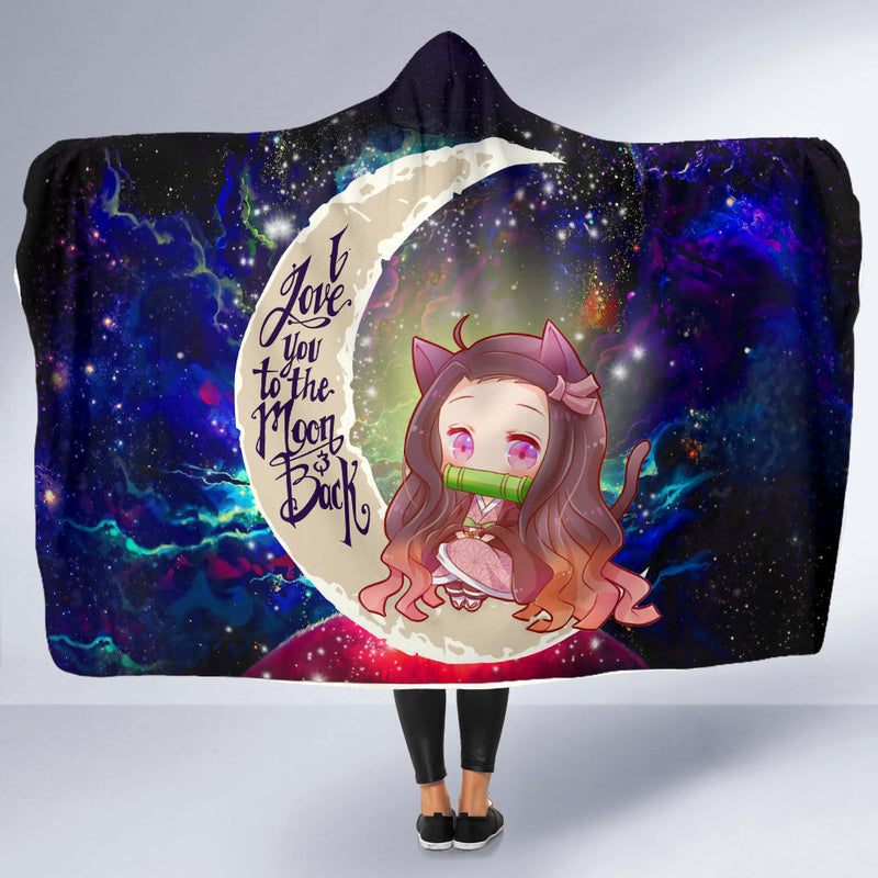 Nezuko Demon slayer Love You To The Moon Galaxy Economy Hooded Blanket Nearkii