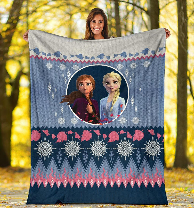 Frozen Elsa And Anna Ugly Christmas Custom Blanket Home Decor Nearkii