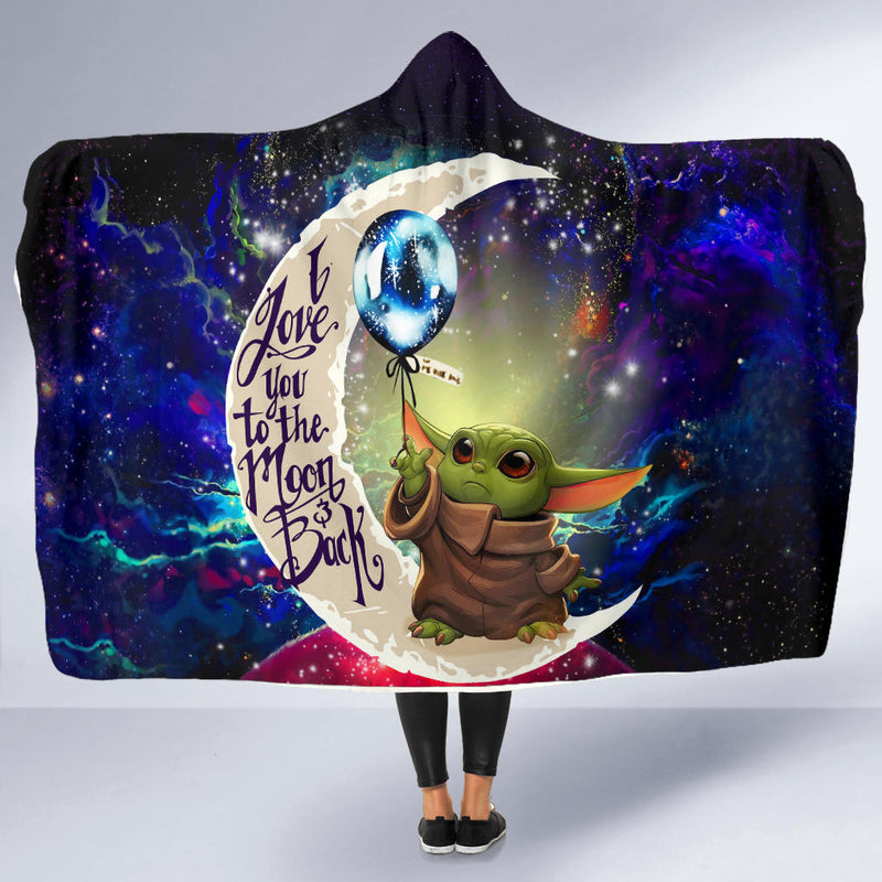 Baby Yoda Love You To The Moon Galaxy Economy Hooded Blanket Nearkii