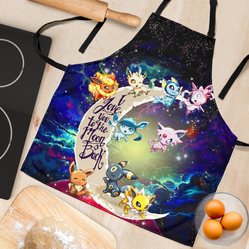 Eevee Evolution Pokemon Love You To The Moon Galaxy Custom Apron Best Gift For Anyone Who Loves Cooking Nearkii