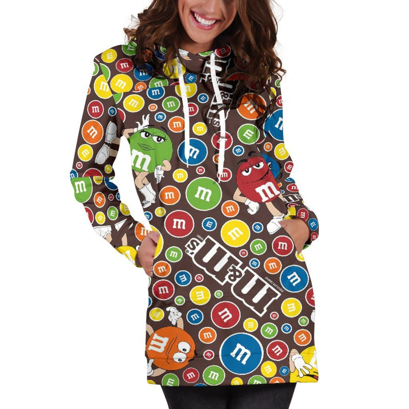 M&M Chocolate Pattern Women's Hoodie Dress