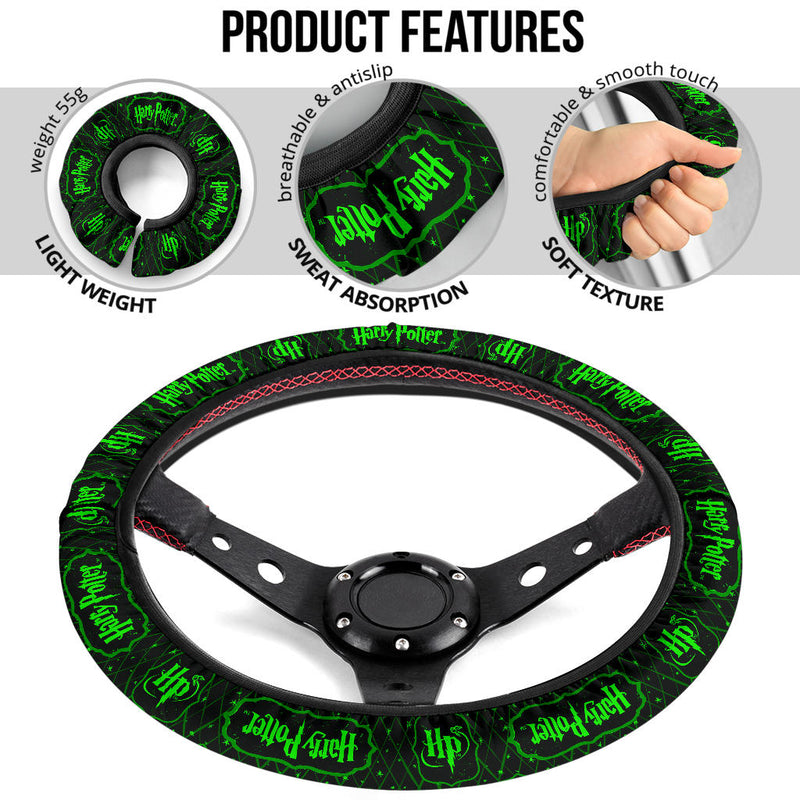 Harry Potter Farbic Green Art Pattern Premium Car Steering Wheel Cover Nearkii