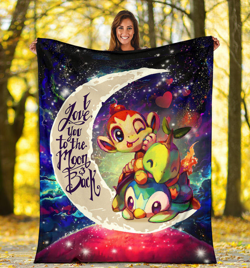 Piplup Turtwig And Chimchar Gen 4 Love You To The Moon Galaxy Blanket Nearkii