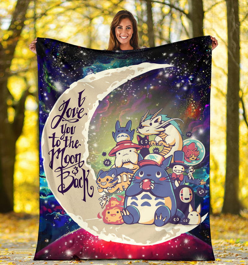 Ghibli Character Love You To The Moon Galaxy Premium Blanket Nearkii