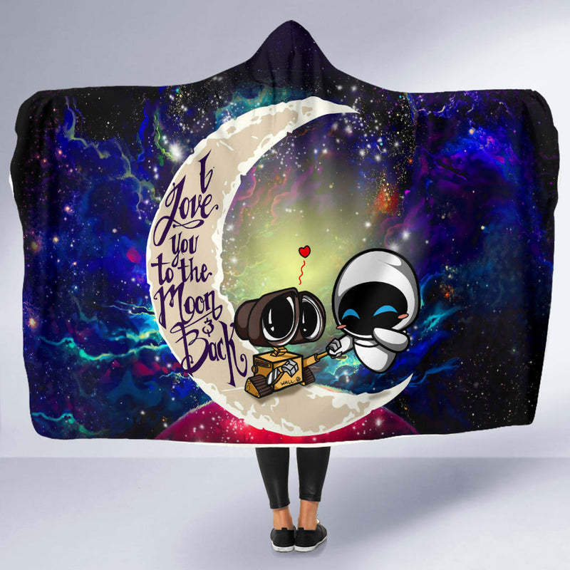 Wall - E Couple Love You To The Moon Galaxy Economy Hooded Blanket Nearkii