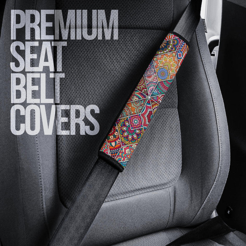 Color Vintage Mandala Mohemian Premium Custom Car Seat Belt Covers Nearkii