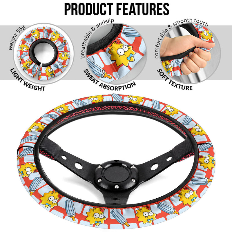 The Simpsons Maggie Baby Bottle Premium Custom Car Steering Wheel Cover Nearkii