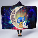 Cute Baby Stitch Sleep Love You To The Moon Galaxy Economy Hooded Blanket Nearkii