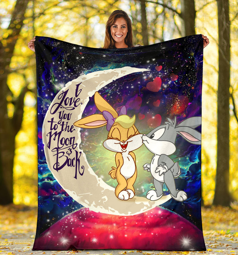 Bunny Couple Love You To The Moon Galaxy Blanket Nearkii